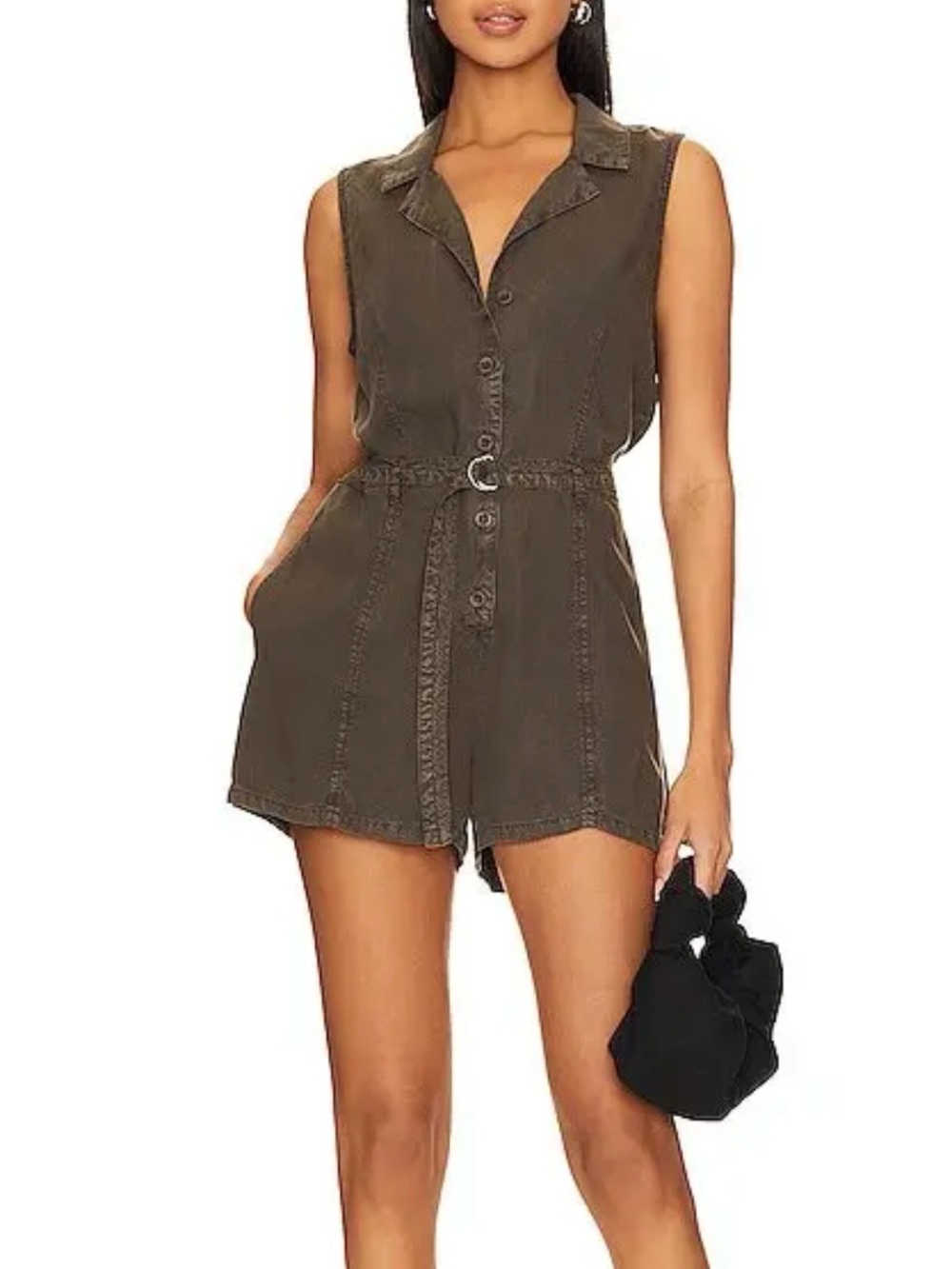 NWOT Bella Dahl Seamed Button Front Romper in Java